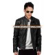 black pure sheepskin leather biker jacket 2017