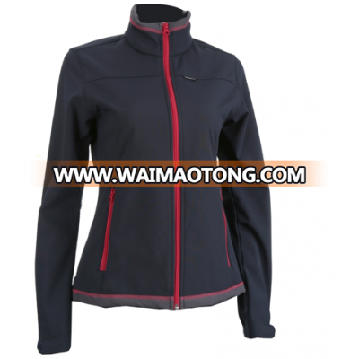 OEM fashion clothing 100% polyester custom logo print smooth standing collar Women jacket