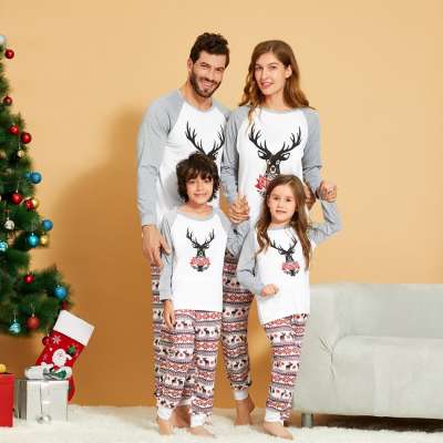 2020 new homewear pajamas adult elk print long sleeve  christmas onesie woman plus size for family